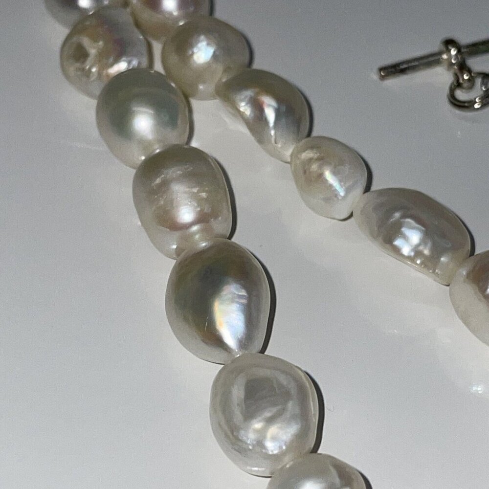 Aqua Peruvian Opal? Tube Beads & Freshwater Pearl Pendant Gemstone Necklace A140 - Picture 6 of 16